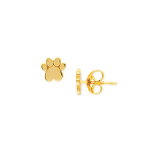 14K Solid Yellow or White Gold Mini Heart Dog Paw Stud Earrings - Minimalist - £119.90 GBP