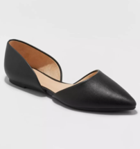 A New Day Women&#39;s Julie Black Faux Leather Ballet Flats with Memory Foam... - $9.98