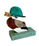 Mallard Duck Handmade Wood Paper Note Holder Clothespin Vintage Hand Pai... - $40.99 CAD