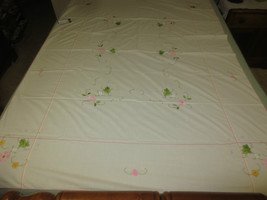 Vtg. SAM HEDAYA Appliqued &amp; Embroidered TABLECLOTH - 50&quot; x 68&quot; - NEW WIT... - $15.00