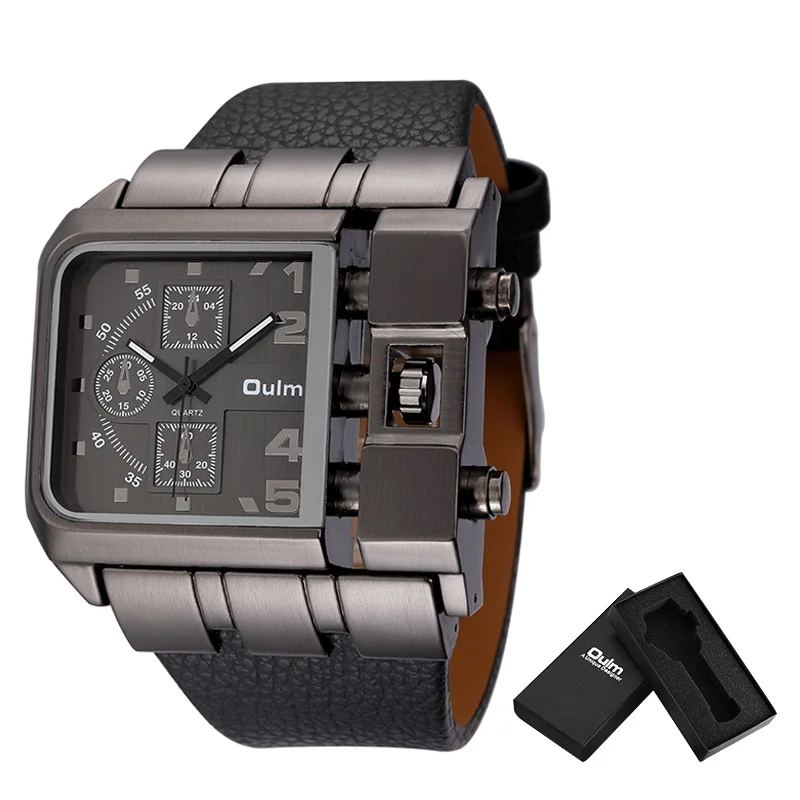 Brand Original Unique Design Square Men Wristwatch Wide Big Dial Casual ... - £30.65 GBP