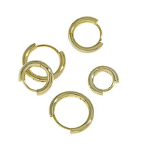 18k Yellow Gold Plated Simple Round Circles Huggie Hoop Unisex Fashion E... - £39.82 GBP