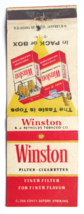 Winston Filter Cigarettes R. J. Reynolds Tobacco Co Ad 20 Strike Matchbook Cover - $1.75
