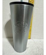 STARBUCKS 2022 GREEN GLITTER Silver16 oz METAL COLD CUP TRAVEL TUMBLER S... - £10.88 GBP