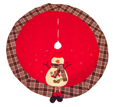 Melrose Top Hat Snowman &amp; Cardinal  Christmas Tree Skirt 48 inches Across - $39.59