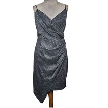 Black Silver Metallic Cocktail Mini Dress Size Large  - £27.13 GBP