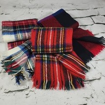 Winter Scarves Scarf Lot of 3 Red Plaids Scottish Schoolgirl  - $19.79