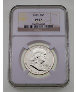 1955 50C Silver Franklin Half Dollar Proof Graded by NGC as PF67 - £93.42 GBP