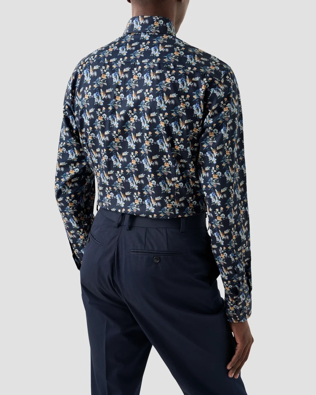 Eton Men's Men's Contemporary Fit Floral Print Twill Shirt Navy- EU44 US 17.5 Item image 3