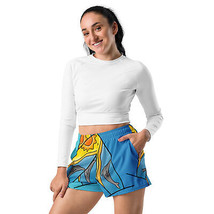 New Women&#39;s XS-3XL Athletic Shorts Surfboard Blue Elastic Waist Pockets - $29.06