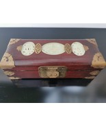 Old Chinese Rosewood Handmade Jewelry Box Handcrafted Carved Jade Red Si... - €81,46 EUR