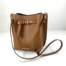 Michael Kors Crossbody Bag Emilia Drawstring Bucket Bag  Brown Leather B2Q - $89.00