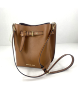 Michael Kors Crossbody Bag Emilia Drawstring Bucket Bag  Brown Leather B2Q - $98.89