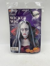 Adult Wicked Wig 23.5&quot; Long Black and Grey Hair Halloween Accessories Va... - $13.92