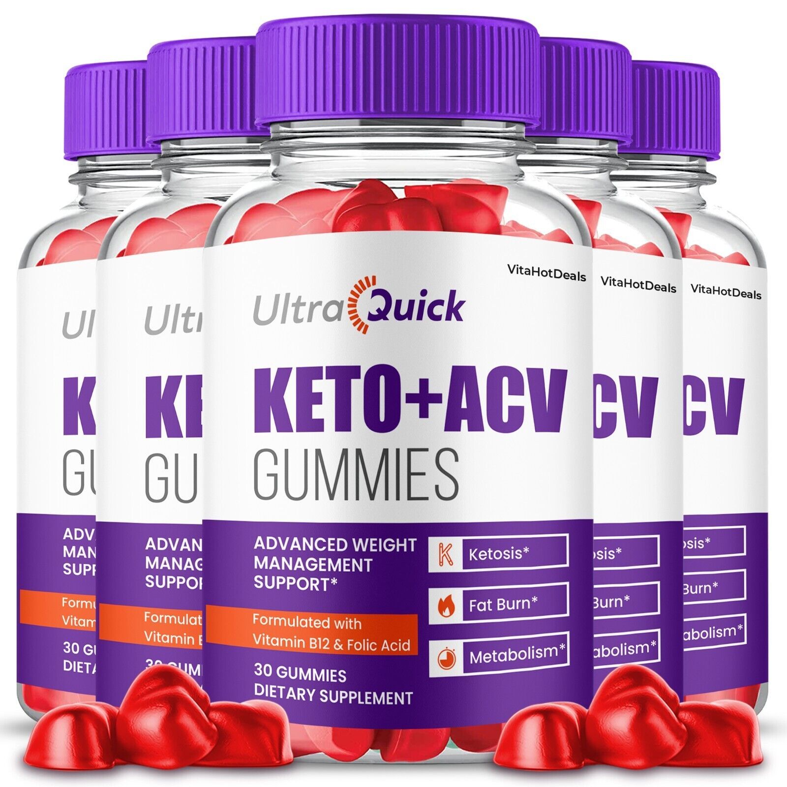 5 Pack UltraQuick Keto ACV Gummies Max Strength Official Dietary Supplement