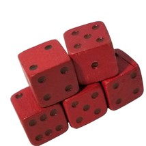 Vintage Dice Wooden Red Wood (5) 0.75 inch  Board Game Replacement Pieces Set - £11.89 GBP