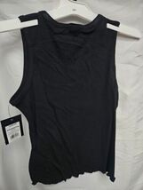 New Girls' Large 10/12 Notch Neck Ribbed Tank Top Ruffle Hem Black - Art Class image 3