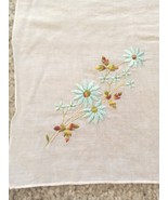 Vintage Antique Ladies Hankie Handkerchief Embroidered Blue Daisy Estate - $16.64 CAD