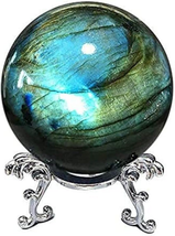 SONGZEM Natural Labradorite Sphere Rock Quartz Crystal Ball Healing Ornament Spe - £29.26 GBP