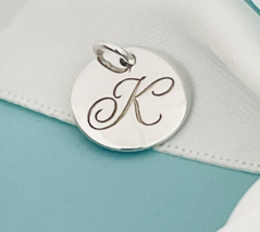 Tiffany Letter K Notes Alphabet Disc Charm Initial Pendant in Silver - £135.82 GBP