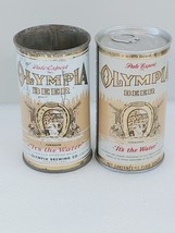 Vintage Olympia Beer Can Lot of 2 Old Lift Ring &amp; Flat Top Tumwater - $18.50
