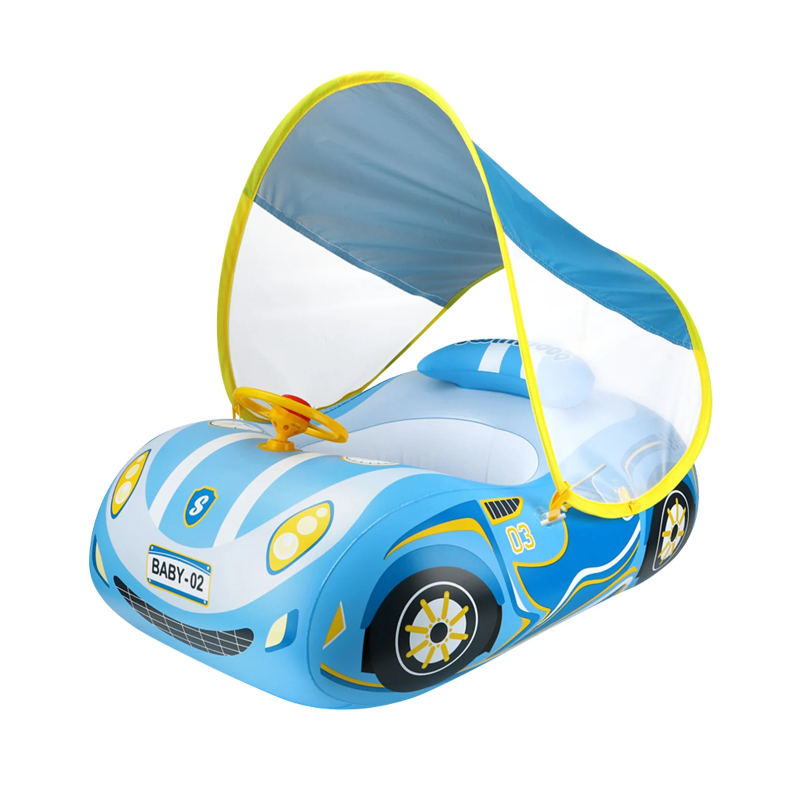 Car Shape Inflatable Floating Pool Water Sports Toys Bathing With Sun Canopy - £39.65 GBP