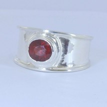 Red Spinel Round Oval Burma Gem Silver Ring Size 10.75 Wide Solitaire Design 93 - £93.91 GBP