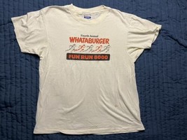 Vintage Hanes 50-50 4th Annual Whataburger Fun Run 8000 T Shirt Large White - £15.82 GBP