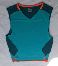 Old Navy Active Womens Shirt Top Teal Color Block Sleeveless V Neck Stretch M - £6.98 GBP