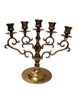 Vtg Heavy Brass 5 Arm Candelabra Candle Holder  approx 11” Tall &amp; weighs... - £44.08 GBP