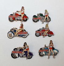 HOOTERS BIKER GIRL BLUE/GREEN/PINK/PURPLE/RED MOTORCYCLE BIKE LAPEL PIN ... - $59.99