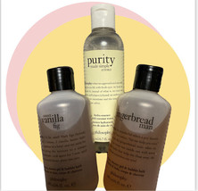 3 pack  Philosophy Gingerbread Vanilla 6oz Shampoo Shower Gel &amp; Purity H... - £24.90 GBP