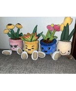 4 Potted Flowers Plant Plush (3) Members Mark W/ Weighted Bottom (1) Unb... - $31.68