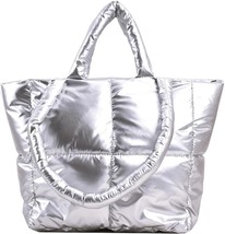 Puffer Tote Bag for Women Light Weight Quilted Puffy Shoulder Handbag Padded Dow - £35.98 GBP