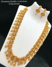 Gold Plated Bollywood Handmade Jewelry Necklace Set South Indian Bridal CZ Set - £113.84 GBP
