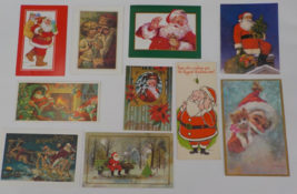 LOT OF 10 VINTAGE SANTA CHRISTMAS CARDS ALL HAVE WRITING IN THEM VARIOUS... - $29.99