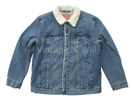 Levi&#39;s Mens XL Sherpa Lined Trucker Jacket Classic Blue Denim Jean Coat ... - €68,55 EUR