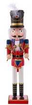 Wooden Christmas Nutcracker, 16&quot;, White Soldier In Red &amp; Blue With Drums,Ashland - £25.90 GBP