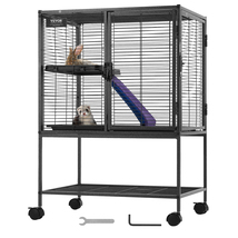 VEVOR 34" Rolling Metal Ferret Cage, Large 2-Tier Critter with Ramps &amp; Tray - $67.99