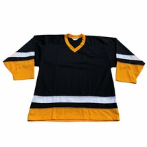 NEW Vintage Trimark Hockey Jersey Mens S Black Yellow White Stripe V Neck - £22.55 GBP