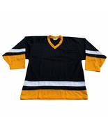 NEW Vintage Trimark Hockey Jersey Mens S Black Yellow White Stripe V Neck - £22.22 GBP