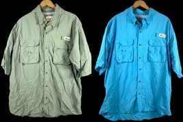 World Wide Sportsman Fishing Shirts Size XL Vented Green Blue Lot 2 Mens... - £24.25 GBP