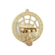 Vintage 1950&#39;s Pearl Ruby Sapphire Treasure Chest Charm 14K Yellow Gold,... - £786.20 GBP