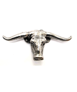 Longhorn Steer Bull Head Lapel Pin Silver Tone Animal Dual Post Western ... - $20.36 CAD