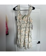 Midnight Sky Cream &amp; Green Linen Blend Dress | Size L | Worn Once - $35.53