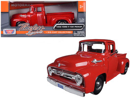 1956 Ford F-100 Pickup Red Diecast Model 1/24 Motormax - $573.05 MXN