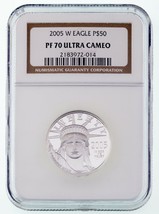 2005-W .9995 Platino Statua Di Libertà 1/2 Oz. Lingotto Moneta NGC PF70 Ucam - £840.77 GBP