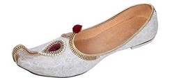 Mens Mojari sherwani jutti Indian Wedding Flat Shoes US size 8-12 Cream ... - $32.13