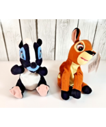 Disney Store Bambi &amp; Flower Bean Plush Lot 2 Vintage 5in Soft Stuffed An... - $14.84