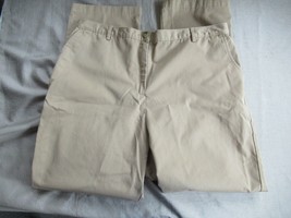 Lands&#39; End pants Size 18 beige straight leg inseam 28&quot; elastic back high... - $13.67